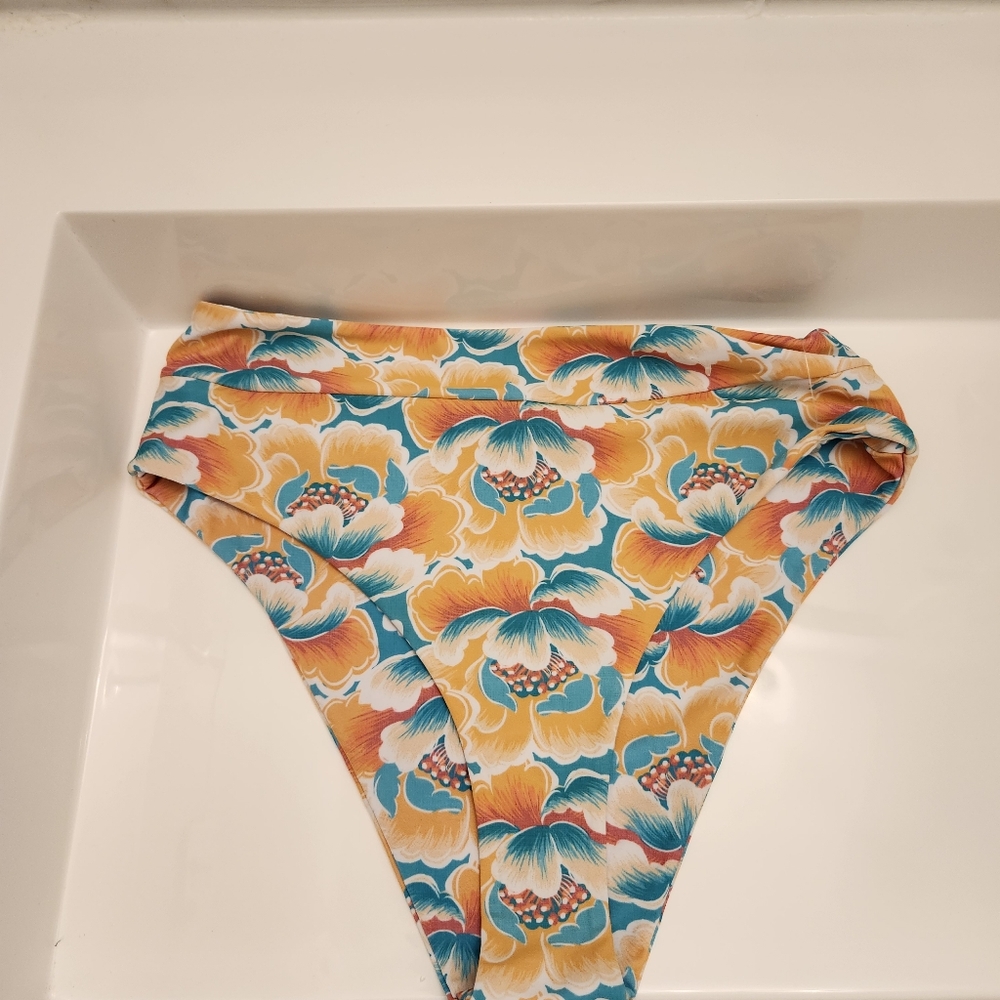 Kulani Kinis Floral Bikini Bottom - Yellow and Blue